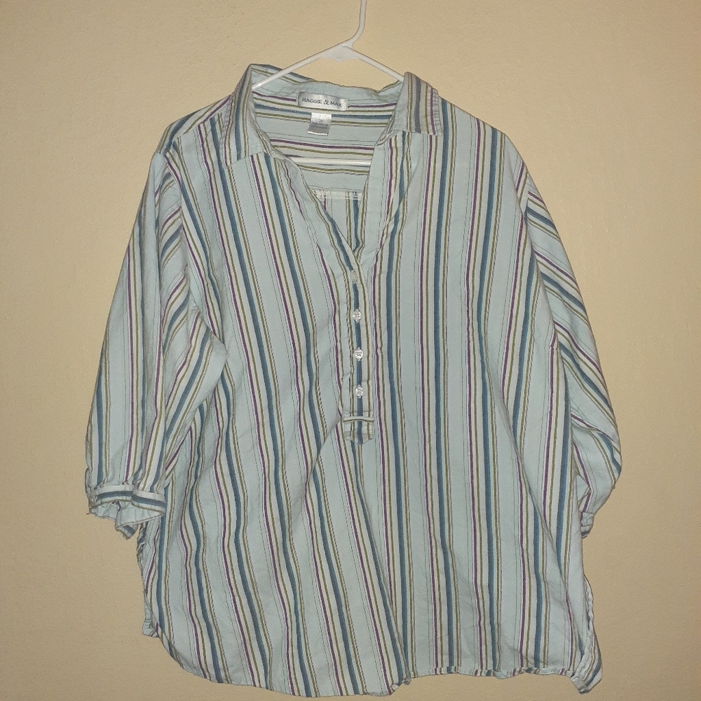 3x Blue Button Down Blouse